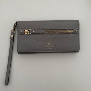 Kate Spade - Gray Soft Leather Wristlet
